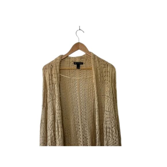 INC International Concepts Beige Open Knit Swing Cotton Cardigan Sweater Small - Picture 2 of 8